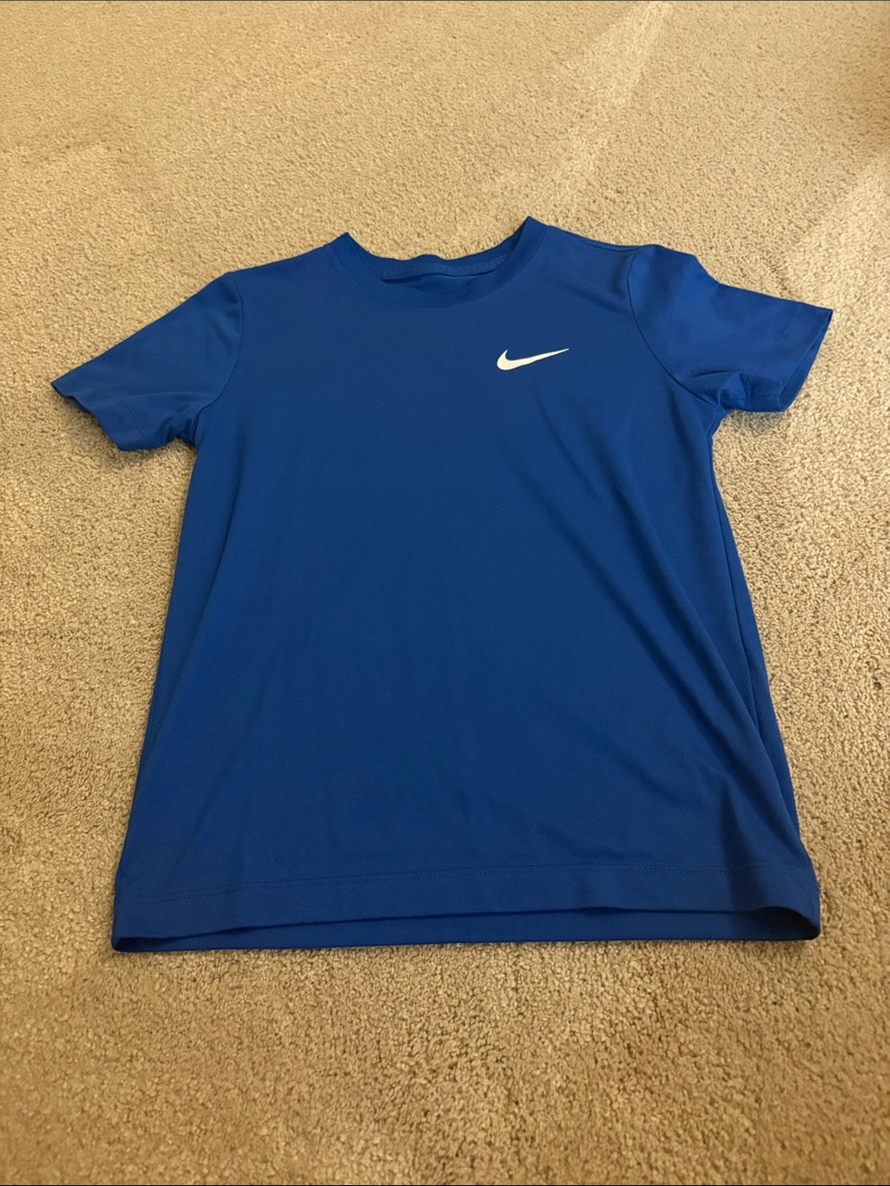 Nike Kids Short Sleeve Dri-FIT Tee - Blue with White Swoosh size youth Small